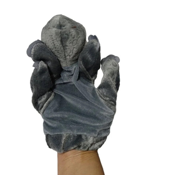 Dream Plush Dinosaur Hand Puppet Gray Plush Stuffed Animal Kids Toy 10 inch - Picture 5 of 7